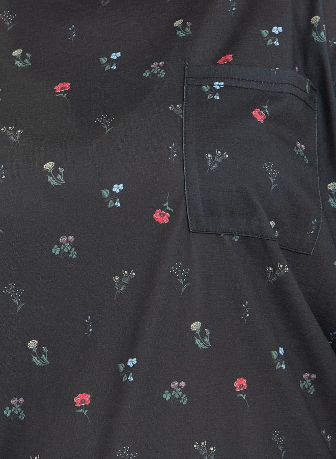 Styli Plus Size Floral Print T-Shirt and Pyjama Set - Image 4